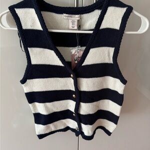Sincerely Jules Navy and White Striped Vest